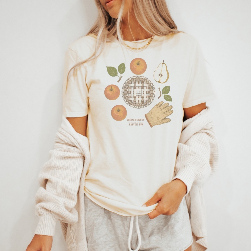 Orchard County Harvest Run Basket and Apples Tee